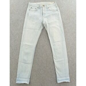 Rag & Bone Jeans Womens 25 Blue Light Wash High Rise Slim Straight Roll Up Hem